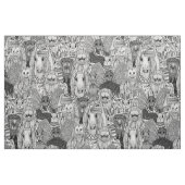 kryptische Menschenmenge Schwarz-weiß Stoff (Fat Quarter (45,7 x 55,9 cm))