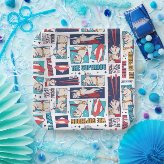 Krypto Comic Panel Muster Pappteller (Party)