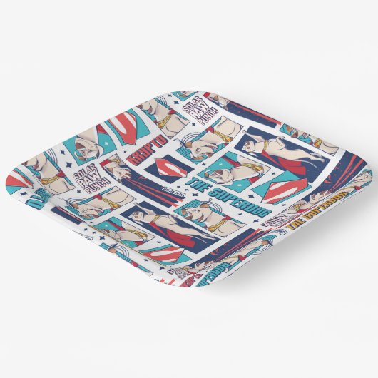 Krypto Comic Panel Muster Pappteller (Gewinkelt)