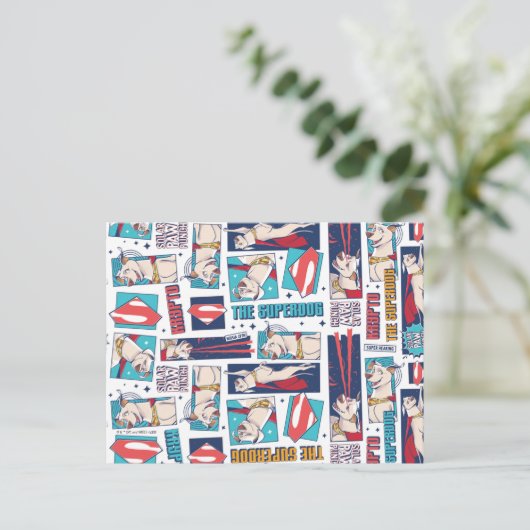 Krypto Comic Panel Muster Postkarte (Stehend Vorderseite)