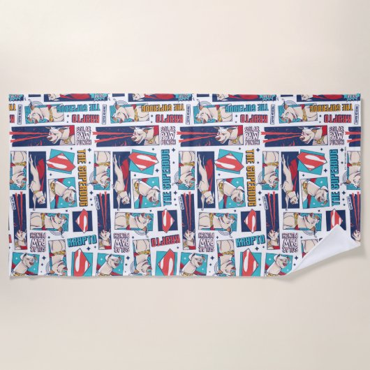 Krypto Comic Panel Muster Strandtuch (Vorderseite)