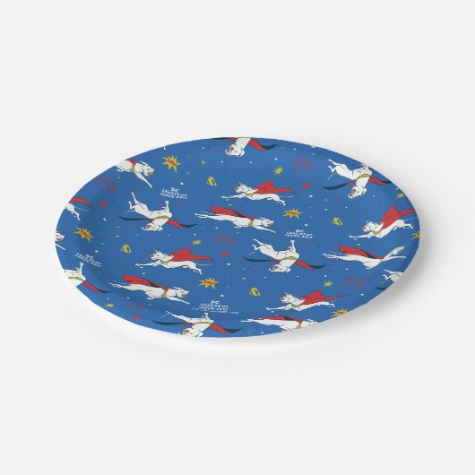 Krypto Flying Pattern Pappteller (Schrägansicht)