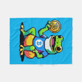 Krypto Frog - Funny Pixel Art Digital Währung Fleecedecke (Vorderseite (Horizontal))
