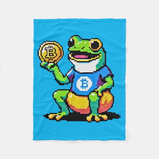 Krypto Frog - Funny Pixel Art Digital Währung Fleecedecke (Vorderseite)