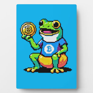 Krypto Frog - Funny Pixel Art Digital Währung Fotoplatte