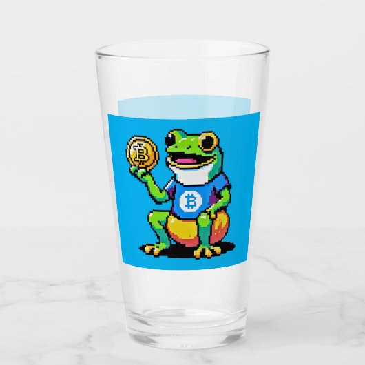 Krypto Frog - Funny Pixel Art Digital Währung Glas (Vorderseite)