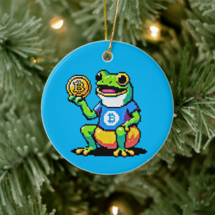 Krypto Frog - Funny Pixel Art Digital Währung Keramik Ornament