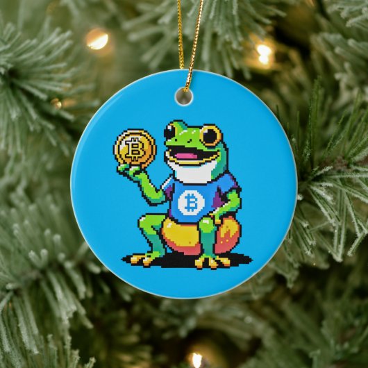 Krypto Frog - Funny Pixel Art Digital Währung Keramik Ornament (Baum)