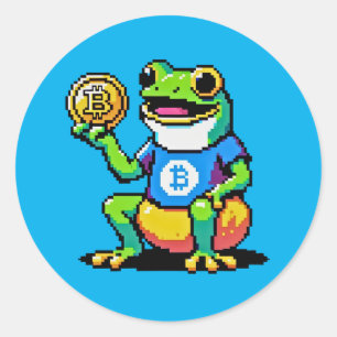 Krypto Frog - Funny Pixel Art Digital Währung Runder Aufkleber