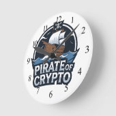 Krypto-Pirat Runde Wanduhr (Winkel)