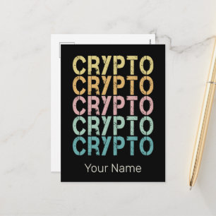 Krypto-Retro-Lettern-Design für Kryptowährung Feiertagspostkarte