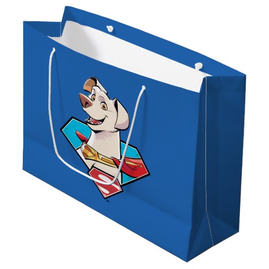 Krypto S-Shield Graphic Große Geschenktüte (Vorderseite Schrägansicht)