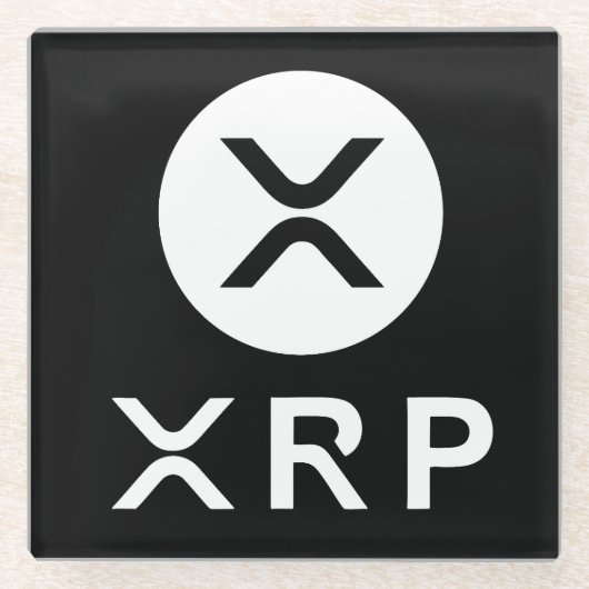 Krypto Schwarz-Weiß-Gefallen XRP Upscale Glasuntersetzer (Vorderseite)