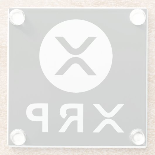 Krypto Schwarz-Weiß-Gefallen XRP Upscale Glasuntersetzer (Rückseite)