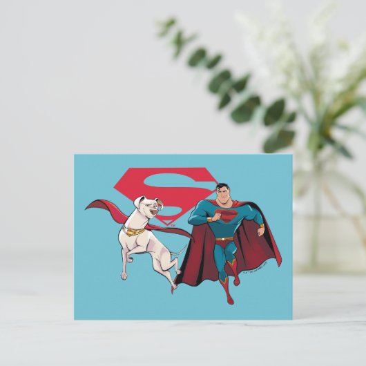 Krypto und Superman Postkarte (Stehend Vorderseite)