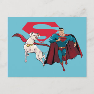 Krypto und Superman Postkarte