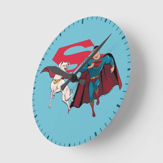 Krypto und Superman Runde Wanduhr (Winkel)