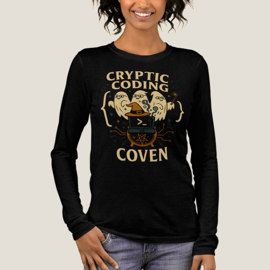 Kryptocoding Coven Computer Lehrer Halloween Tri-Blend Shirt (Vorderseite)