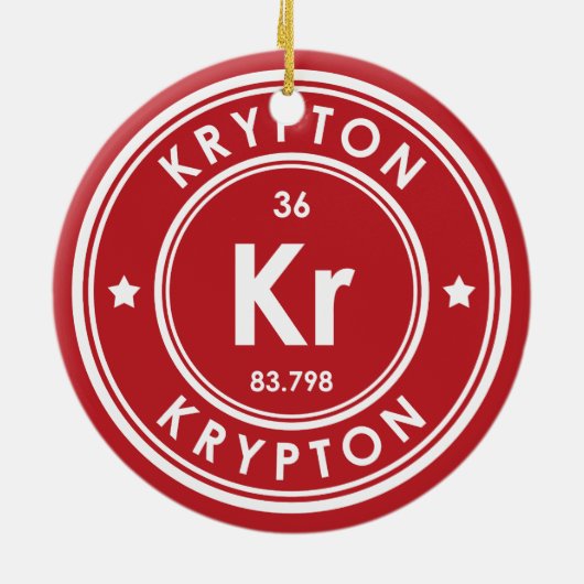 Krypton Element Rote Keramik Ornament (Hinten)