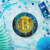 Kryptowährung Bitcoin und Leiterplatte Pappteller (Party)