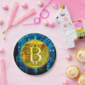Kryptowährung Bitcoin und Leiterplatte Pappteller (Party)