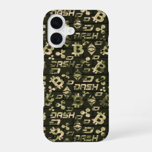 Kryptowährung Digitales Geld Grunge Style Muster iPhone 16 Hülle