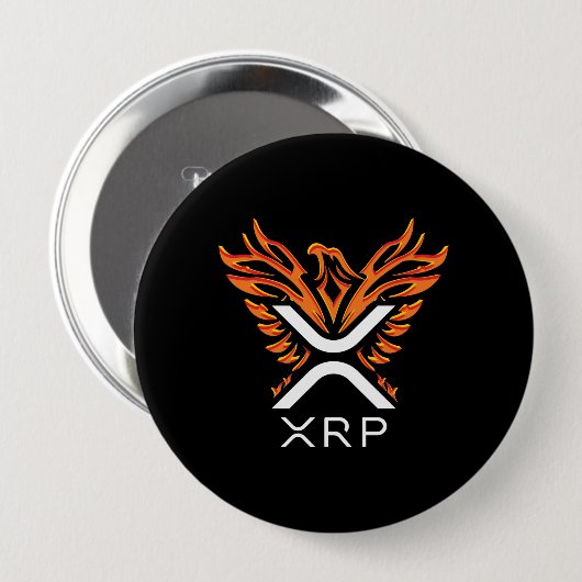Kryptowährung XRP Crypto Orange Rising Phoenix Button (Vorne & Hinten)