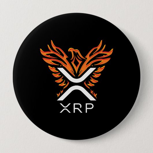 Kryptowährung XRP Crypto Orange Rising Phoenix Button (Vorderseite)