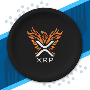 Kryptowährung XRP Crypto Orange Rising Phoenix Pappteller