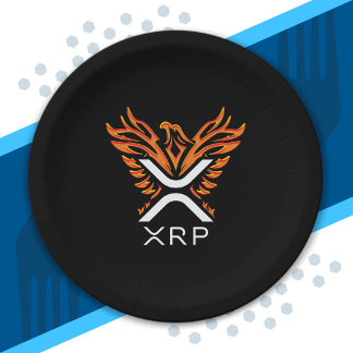 Kryptowährung XRP Crypto Orange Rising Phoenix Pappteller