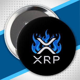 Kryptowährung XRP Krypto Blaue Flammen Feuer Schme Button