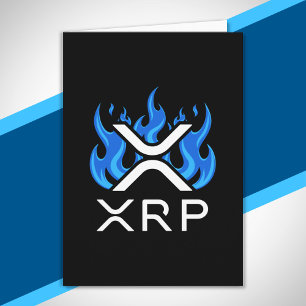Kryptowährung XRP Krypto Blaue Flammen Feuer Schme Karte