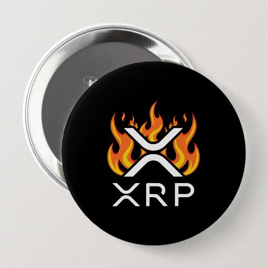 Kryptowährung XRP Krypto Orange Flammen Feuer Melt Button (Vorne & Hinten)
