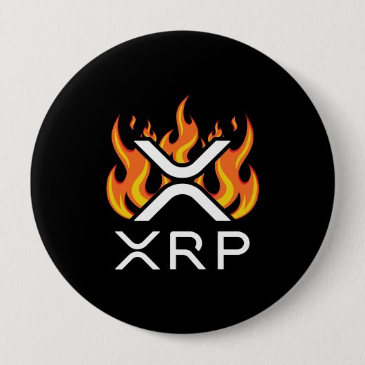 Kryptowährung XRP Krypto Orange Flammen Feuer Melt Button (Vorderseite)