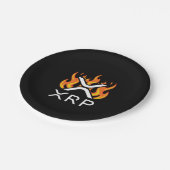 Kryptowährung XRP Krypto Orange Flammen Feuer Melt Pappteller (Schrägansicht)