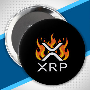 Kryptowährung XRP Krypto Orange Flammen Feuer Schm Button