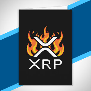 Kryptowährung XRP Krypto Orange Flammen Feuer Schm Karte