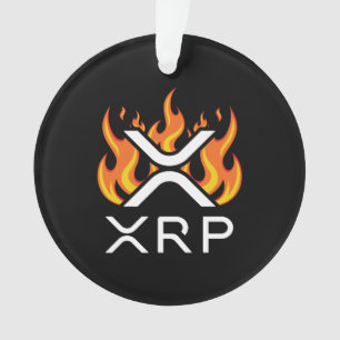 Kryptowährung XRP Krypto Orange Flammen Feuer Schm Ornament