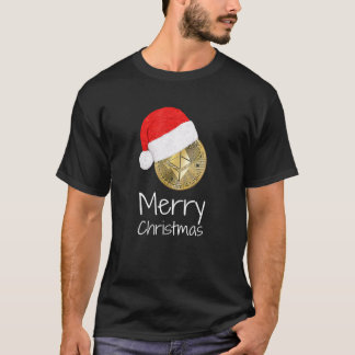 Kryptowährungen Ethereum Weihnachtsmannmütze Merry T-Shirt