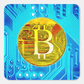 Kryptowährungs-Bitcoin & Chip Quadratischer Aufkleber (Vorderseite)