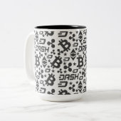 Kryptowährungs-Schwarz-Weiß-Muster Tasse (Vorderseite Links)