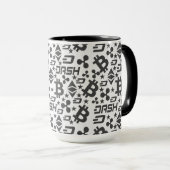 Kryptowährungs-Schwarz-Weiß-Muster Tasse (VorderseiteRechts)