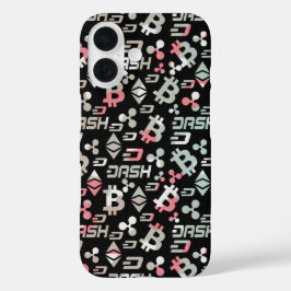 Kryptowährungsfarbiges digitales Geldmuster iPhone 16 Hülle