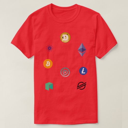 Kryptowährungslogos T-Shirt (Design vorne)
