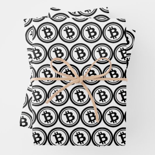 Kryptowährungsmuster mit Bitcoin Geschenkpapier Set (Beispiel)