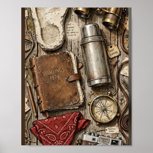 Kryptozoologen-Feldset-Flat-Lay-Poster Poster (Vorne)