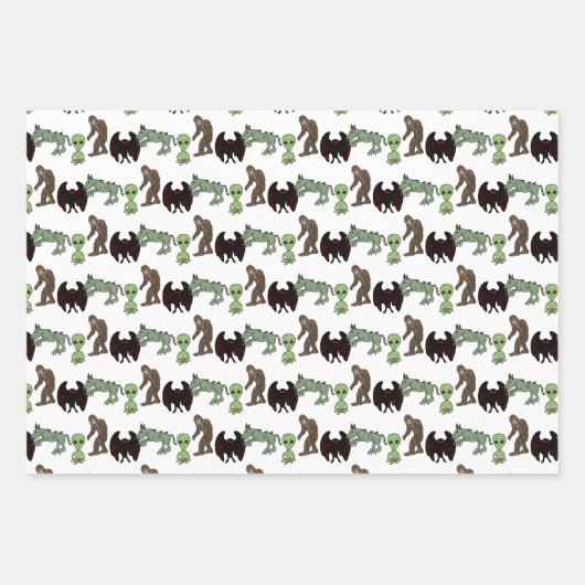 Kryptozoologie Kryptiden Big Foot Alien Mothman Geschenkpapier Set (Vorderseite 2)