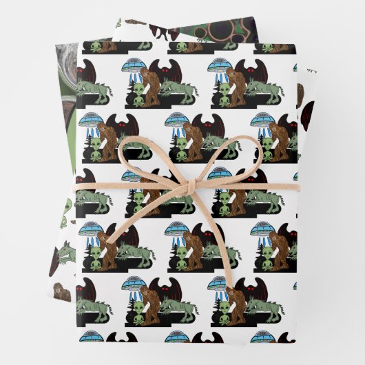 Kryptozoologie Kryptiden Big Foot Alien Mothman Geschenkpapier Set (Beispiel)