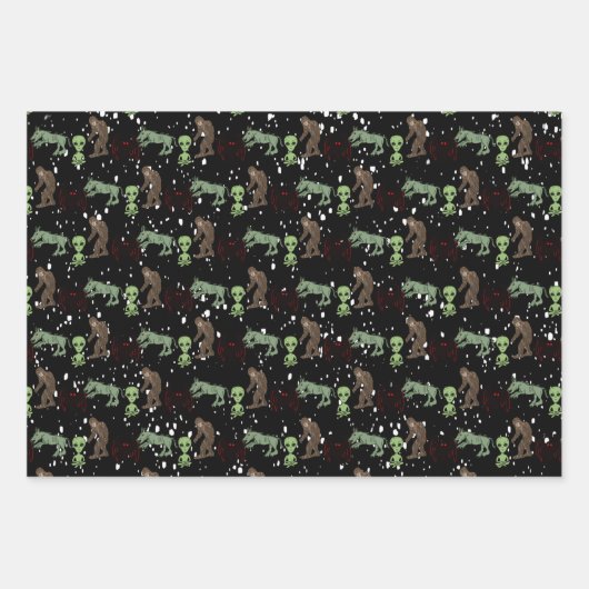 Kryptozoologie Kryptiden Big Foot Alien Mothman Geschenkpapier Set (Vorderseite 2)