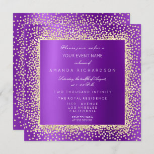 Krystal Champaigne Gold Glitzer Confetti Violet A Einladung